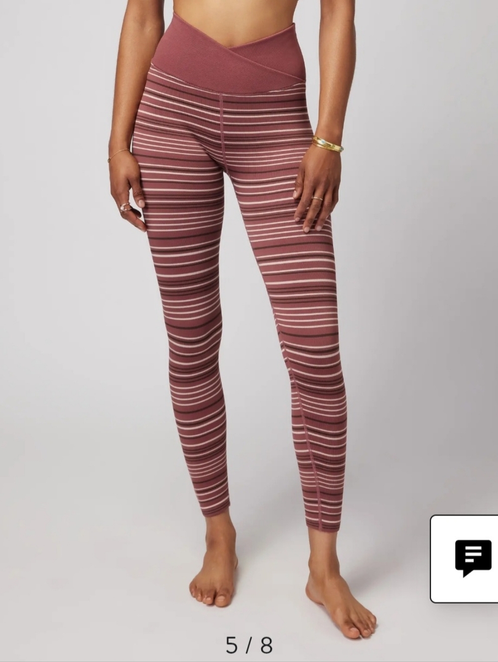 Spiritual Gangster Striped High-Waist Legging in Mauve